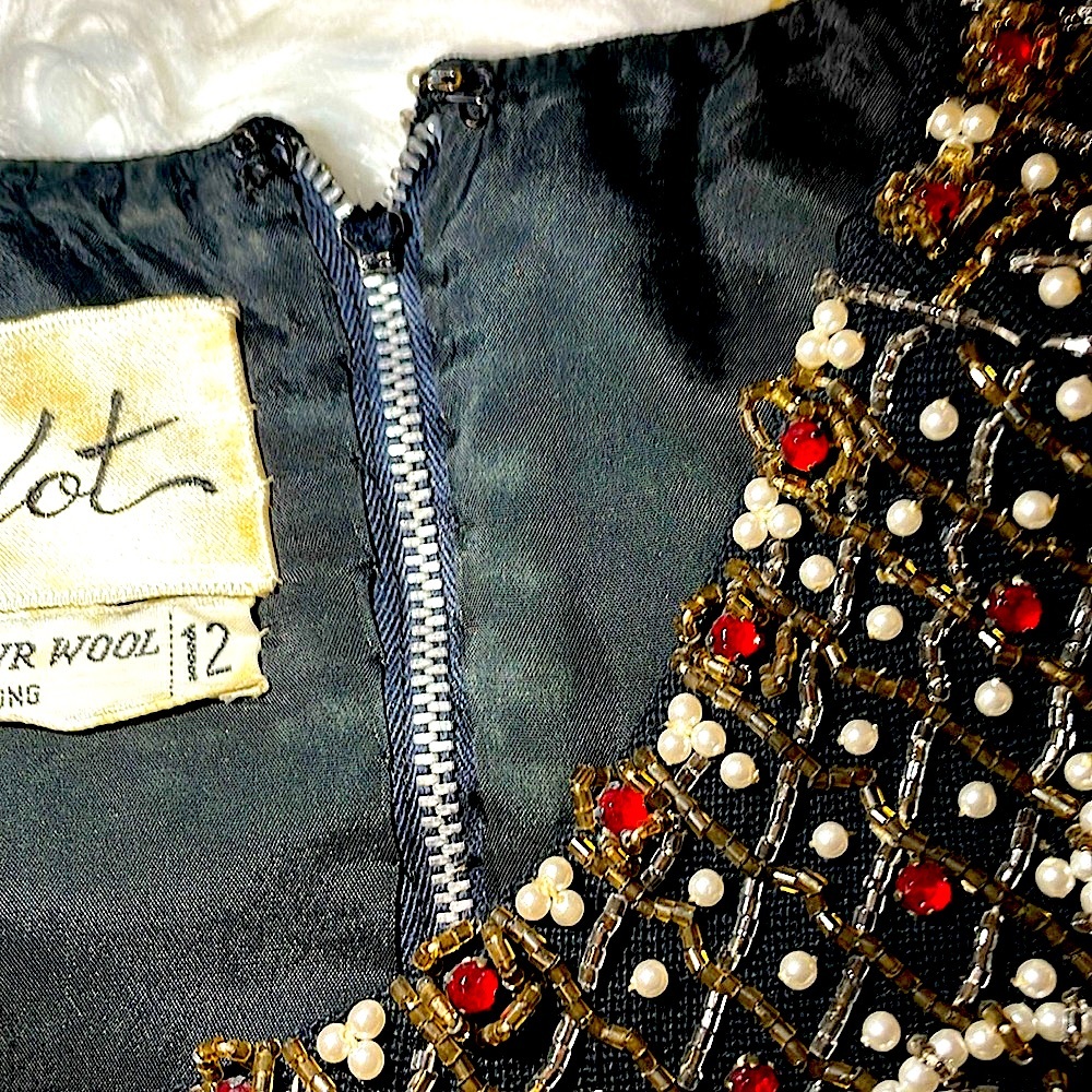 Vintage TERIDOT Wool Beaded Dress - Picture 11 of 16